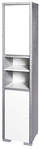 Schildmeyer Bello Hochschrank 141298, steingrau/weiß glanz, 34,5/33/154,5 cm