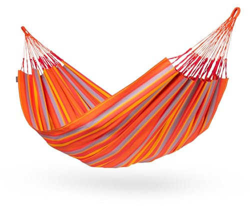 LA SIESTA® - Brisa - Klassische Doppel-Hängematte, handgefertigt in Kolumbien, mit 160 cm Breite für entspannte Momente drinnen und draußen. (Toucan)