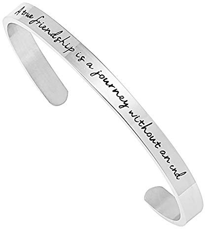 Gleamart Inspirational Manschette Armreif Edelstahl graviert Keep Going Armband Geschenk Eine wahre Freundschaft