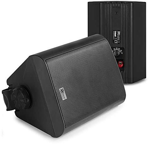 Power Dynamics PD BC65V Black 6.5-Inch Waterproof IP56 Rated Outdoor Speakers with Bracket - 2-Way Design, 70V/100V Transformer, Weatherproof Audio System for Commercial & Home Use - Pair