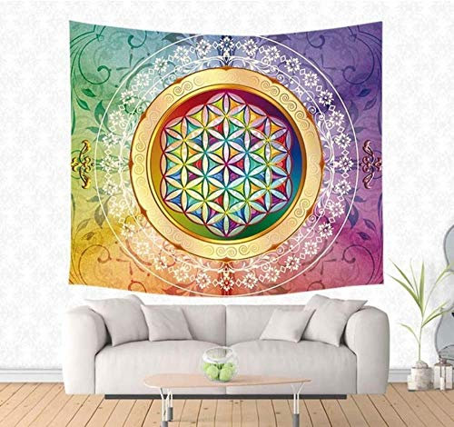 mvbmbbc Fleur De Vie Tapisserie Suspendue Personnalisée Décorative - Tenture Murale, Tapis de Mur, Tapis De Yoga - Décor À La Maison [Envoyer Accessoires]