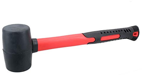8oz Black Rubber Mallet with Fibreglass Handle Hammer Non Marking Head