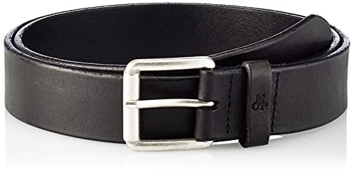 Marc O'Polo Herren Gürtel aus Leder mit Metall-Schnalle, Schwarz (Black), 85