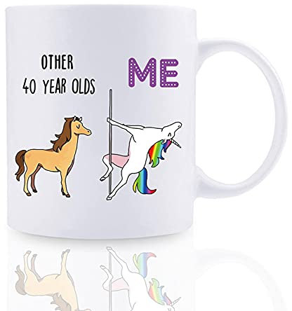 OMNIQI 40th Birthday Gift: 11 oz Novelty 40 Years Old Coffee Mug for Best Friend, Funny 40th Mug Birthday Decoration