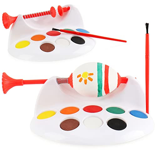 com-four® 2x Malset für Ostereier - Eiermalmaschine mit Malbuch, Pinsel und Farben - Malzubehör - Ostereier selbst bemalen (Ostereier Malset 1-6-teilig)
