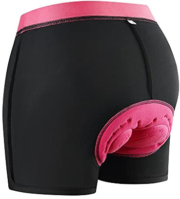 WOSAWE Damen Fahrrad Unterwäsche 3D Gepolstert Atmungsaktiv MTB Unterhose Dehnbar Radfahren Kurze Hose (Rosa M)