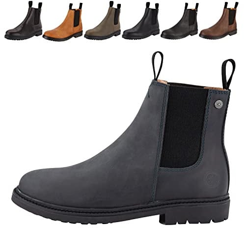Chelsea Boot »NEW WORK« von SUEDWIND© | bequeme Stiefelette aus robustem Rindsleder Made in Portugal | Reitschuh mit Profil-Gummisohle und Innen-Leder | Schuh Schlupf Stiefel | Waxy Blue | Gr. 41