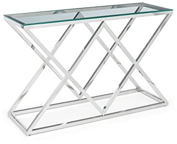Julian Bowen Biarritz Konsolentisch, Silber, Glas