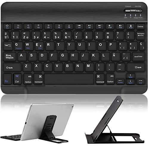 YingStar Teclado Bluetooth para Tablet iPad Samsung Inalámbrico Español Ñ Portátil Teclado Universal para Tableta iOS Android Windows Wireless Keyboard Recargable para Tablet Lenovo Huawei