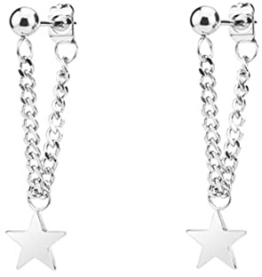 Lieson Ohrringe Frauen Titan, Herren Ohrringe Silber/Gold Ohrringe Stern Mit Kette