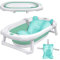 UISEBRT Faltbare Baby Badewanne Babywanne Kinderbadewanne Baby-Duschwanne mit Ergonomischem Badekissen Platzsparend Anti Rutsch Badewanne für Neugeborene, Babys ab 0 Monaten, Grün
