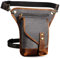 Herren Canvas + Leder Motorrad Reiten Tasche Beinbeutel Beintasche Außenbeintasche Hüfttasche Drop Leg Tasche FB211-6 (211-6 Grau)