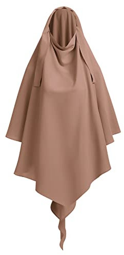OBEEII Khimar-Hijab für Damen, Hijab Zum Überziehen mit hohem Jilbab für muslimische Dubai Naher Osten Damen Muslim Premium Chiffon Kopftuch Schal Khaki Einheitsgröße