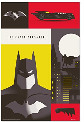 Grupo Erik Poster Batman 100. Jubiläum WB Kunstdruck - Deko Wohnzimmer oder Deko Schlafzimmer - Deko Zimmer - Größe 61 x 91 - Offizielle Batman Fanartikel