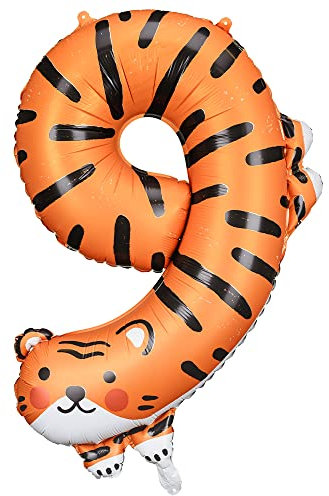 Folienballon Zahl 9 Tiger 49x76cm Orange