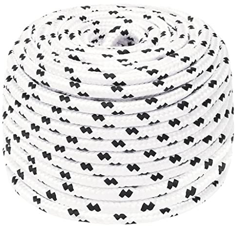 vidaXL White Polyester Braided Work Rope - 10mm Diameter, 100m Length - Durable, UV Resistant, High Tensile Strength - Indoor & Outdoor Use