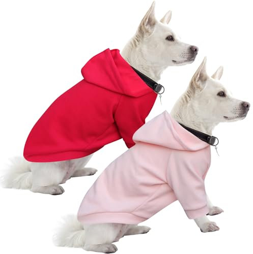 HuaLiSiJi Kapuzenpulli für Hunde Hundepullover Kleine Hunde Chihuahua Kleidung Welpen Hunde Hoodie, Warm und Leicht, Mit Einer Weichen Textur, Leicht zu Tragen und Hellen Farben (3XL, Rosa+Rot)
