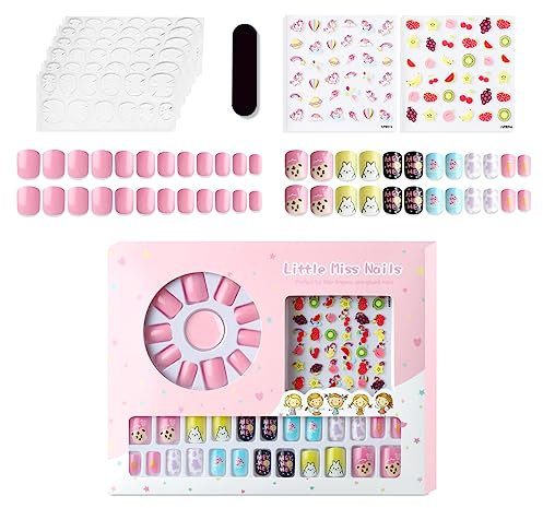 Kids Nail Design Tool Set with DIY Sticker Unicorn Fruit Cartoon Nail Decoration Gift Nail Studio Decoration Birthday Christmas Princess Gift