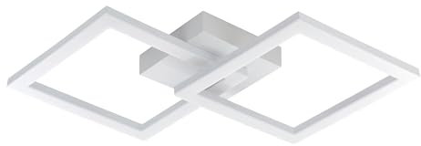 EGLO LED Deckenleuchte Huerta, geometrische Deckenlampe, Deckenbeleuchtung aus Metall und Kunststoff in Weiß, Aufbauleuchte für Büro und Küche, warmweiß, L 52,5 cm