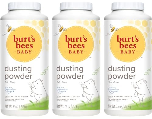 Burt's Bees Baby Dusting Powder, 100% Natural Origin, Talc-Free, Pediatrician Tested, 7.5 Ounces, Pack of 3, Pack May Vary
