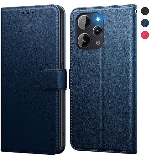 SineOrdo Coque pour Xiaomi Redmi 12 4G / 5G Étui Protection à Rabat, [Pochette de Portefeuille] Antichoc Clapet Housse en Cuir Case Bleu