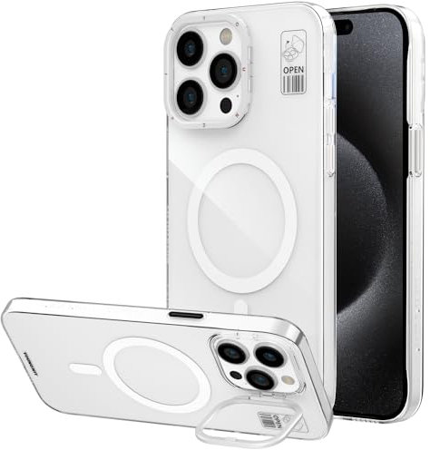 YOUNGKIT für iPhone 15 Pro Max Hülle,[Kompatibel mit MagSafe & Kamera Halter Schutz], Militärnorm Schutz, integrierter Kameraständer, magnetisches Handy Hülle für iPhone 15 Pro Max, klar