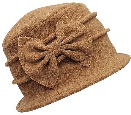 HunterBee Cappello a Secchiello Donna Francese Vintage Floreale in Pile - Cloche Classico Invernale Anni 20