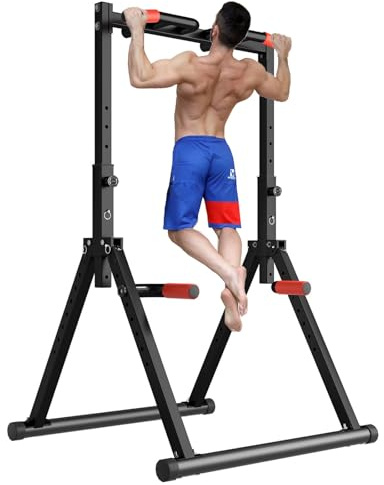 DOBESTS Power Tower Pull Up Bar Free Standing, Foldable Pull Up Station