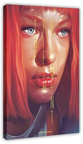 NEDOES Filmposter The Fifth Element, Leinwand-Poster, Wandkunst, Dekor, Bild, Gemälde für Wohnzimmer, Schlafzimmer, Dekoration, Rahmenstil, 50 x 75 cm