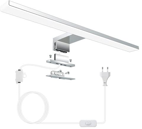 Azhien LED Badezimmer Spiegelleuchte 10W,Kaltweiß 6500K 820lm Wandleuchte Spiegelleuchte mit Stecker,3-in-1 Montage Badlampe,40CM Badezimmer Spiegellamp für Spiegelschrank,230V,400mm