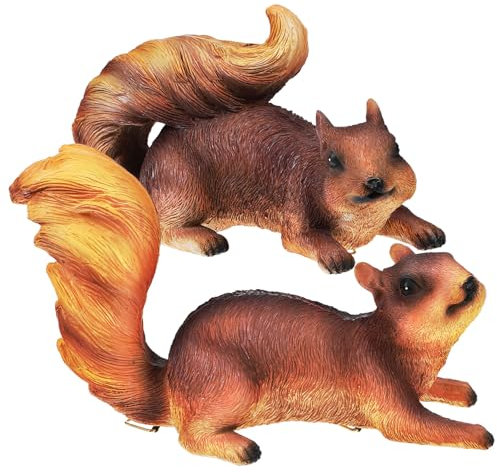 BESPORTBLE 2 Pièces Écureuil Artificiel Déco De Jardin D'écureuils Statue Décureuil pour Lextérieur Ornement Figurine Écureuil Sculpture Feng Shui Faux Écureuil Animal Résine Arbre Extérieur