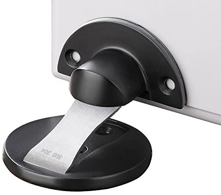 Türstopper-Türkeilpuffer, 2 Stück, kein Stanzen/Stanzen, Doppelzweck-Türstopper, Wandschutz, stummgeschalteter Türstopper, schwarzer Zinklegierung, schwerer Türstopper for den Heim- und Bürogebrauch (