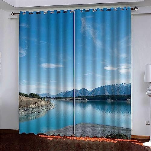 Flächenvorhang Set Landschaft Moderne Haushalt Schlafzimmer Balkon Wärmedämmung 3D-Druck Vorhang Panel Home Decor Vorhänge Für Wohnzimmer Bedroom Children's Room 300 X 280 cm -7C2C/G0Y