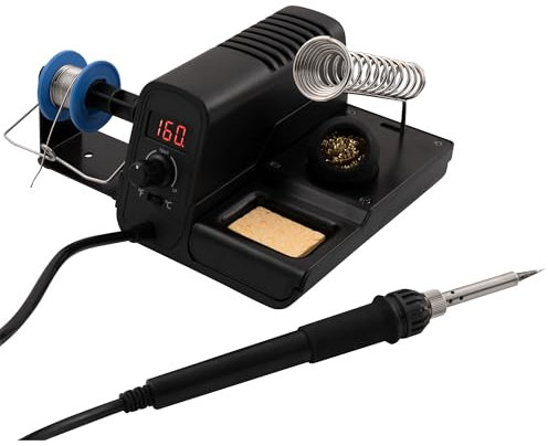 McPower Lötstation MLS-8919 | 60W, 160–480 °C, inkl. Lötkolben, Halter, Reinigungsschwamm, Kugel, Lötzinn | Temperaturregelung, Profi-Lötgerät 230V