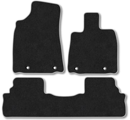 LEXUS RX450H (2013-2016) Car Mats Accessories Tailored Fit Carpet Floor Mats Non Slip Grey Trim Accessory Compatible Front Rear Set Anti Slip Full Coverage Granulated Backing Hand-Finished Clips