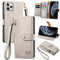 VEEMOS Zipper Wallet Case for Apple iPhone 11 Pro Max Phone Case with Purse Card Holders RFID Blocking Leather Flip Case Book Cover Wrist Strap Women - Gray
