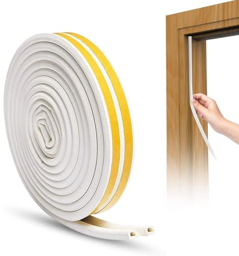 Weatherstrip Door Entry 9 X 6mm, striscia sigillante autoadesiva per finestre, nastro adesivo in gomma di tipo D, nastro isolante per finestre a freddo, nastro in schiuma per isolamento(5M)
