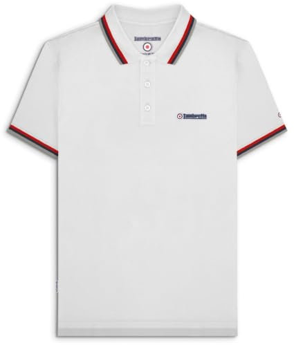 Lambretta Mens Tip Polo White/Red XL