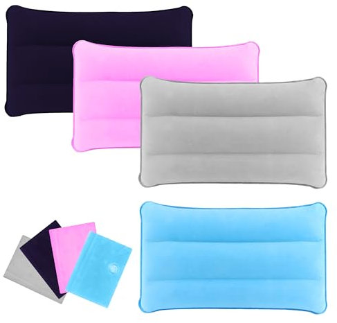 TYSM-CC Aufblasbares Kissen 4 Stück Ultraleicht Campingkissen Reisekissen Beflockung Strandkissen Luftkissen Kopfkissen für Strand Outdoor Wandern 43x25 cm