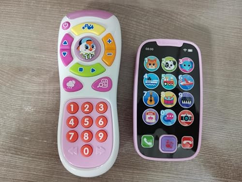JOYIN Rosa Telefon Baby Spielzeug Handy Ab 1 Jahr, Musikalische Spielzeuge Für Babies, 2 pc Fernbedienung, Kinder Smartphone, Baby Spielzeug ab 6 Monaten,Handy Baby ab 1 Jahr Geschenk Jungen Mädchen