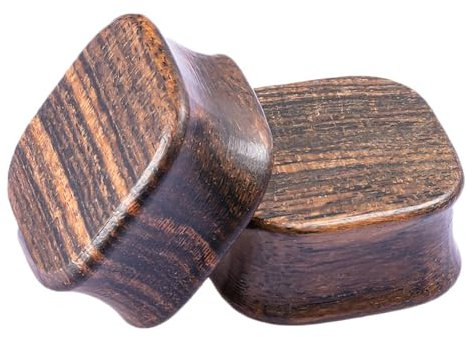 Tolldek 10mm Tunnel Ohren 2pcs, Quadrat Plug Ohren, Holz Braun Ohrringe Rock für Frauen Körper-Piercing Schmuck