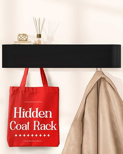 OLEEK Appendiabiti da parete con mensola, mensola da ingresso da parete con ganci, ganci per ingresso, moderno appendiabiti in legno per decorazione domestica, supporto in legno per la decorazione