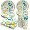 PARTY GO Ensemble de vaisselle d'anniversaire 96 pièces en forme de dinosaures, assiettes, gobelets et serviettes, vaisselle jetable pour fête d'anniversaire, mariage, fête prénatale, pour 24 invités