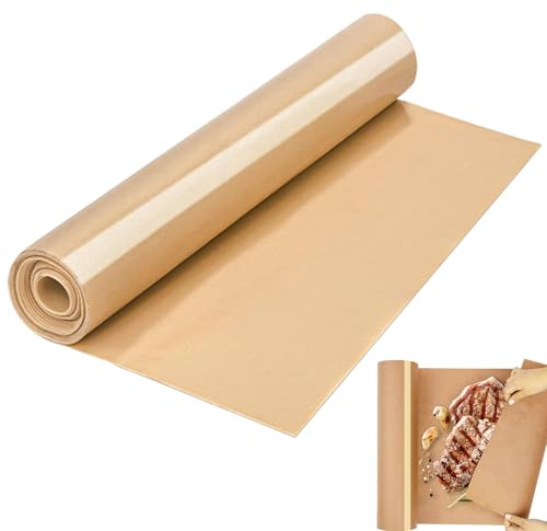 PRITOK Silikon-Backmatte Rolle: 30 x 244 CM Antihafte Rutschfeste Backunterlage Freies Schneiden, Wiederverwendbare Backmatte Silikon Antihaftbeschichtet für Backen, Teig Kneten Braun