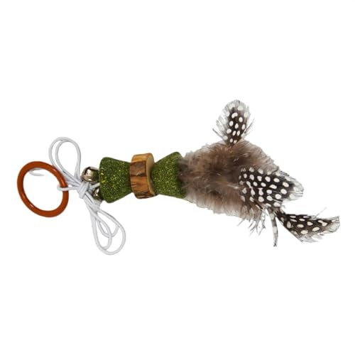 JACK AND VANILLA, Juguete Interactivo para Gato de Cuerda de Hierba para Gato con Bola y Pluma, promueve el Ejercicio y el Juego, diámetro 4,8 cm, Color Verde/marrón, Modelo Herbals