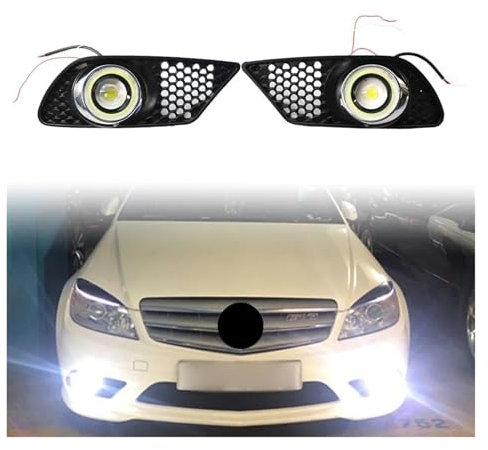 Auto Kühlergrill Für Benz Für C-Klasse W204 C200 C230 C250 C300 C350 2008 2009 2010 1 Paar Auto Front Stoßstange Nebel Licht Abdeckung Grill Mit Lichter Front Kühlergrill