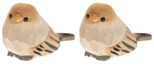 IMIKEYA 2 Stück Vogelfigur Holz Handgeschnitzter Vogel Figur Deko kleine Kardinale Ornamente Tischdekoration Geschnitzte Vogelstatuen