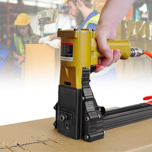 VNATWGOO Pneumatic Carton Stapler Machine, Handheld Box Sealing Tool, for 15mm-18mm/22mm Nails, Automatic Packing Closer for Heavy Duty Cartons,22mm