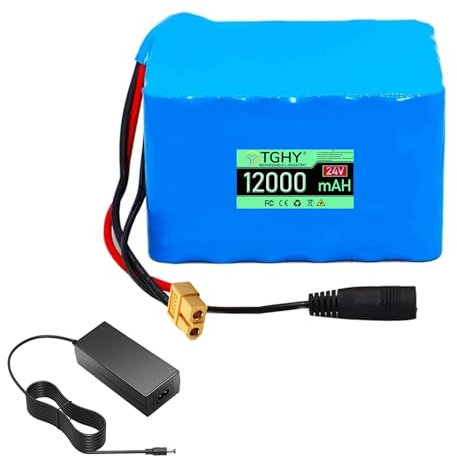 TGHY Batteria al Litio Ricaricabile 24V 8.8Ah 10.4Ah 12Ah Batteria agli ioni di Litio 6S4P Batteria di Ricambio Portatile con Caricabatterie per Kit Motore Ricaricabile 0-300W,12ah