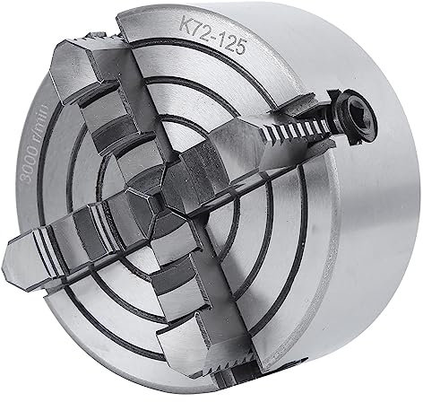 Mandrino a 4 Griffe da 125 Mm K72 Mandrino per Tornio a 4 Griffe con Ampio Intervallo di Serraggio, Elevata velocità di Serraggio per Macchine CNC per Foratura e Fresatura
